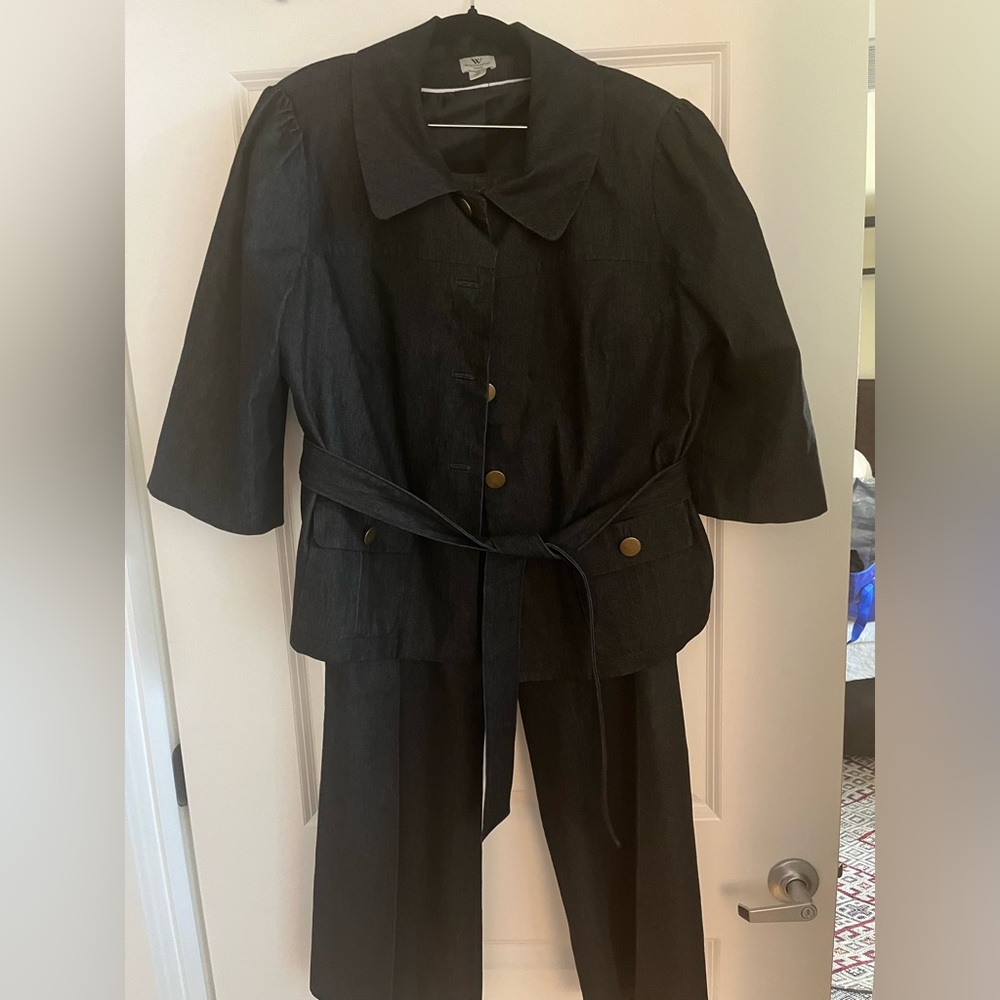 Dark blue denim pantsuit 1x